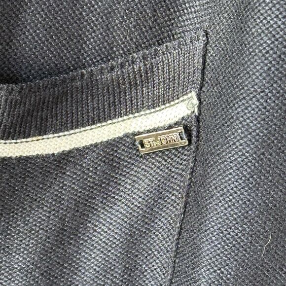 St John Navy Blue Handbeaded Long Cardigan Sweater Size M - Picture 6 of 13